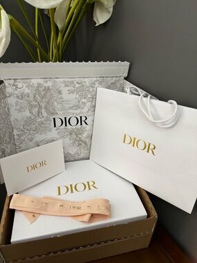 DIOR Gift Box with Mother’s Day Ribbon in Blush Pink - 13 x 9.5 x 5 - EMPTY BOX